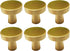 6X Dia.22mm(0.87") Solid Brass Drawer Knob Round Golden Kitchen Cabinet Pull Decorative Hardware Small Dresser Handle...