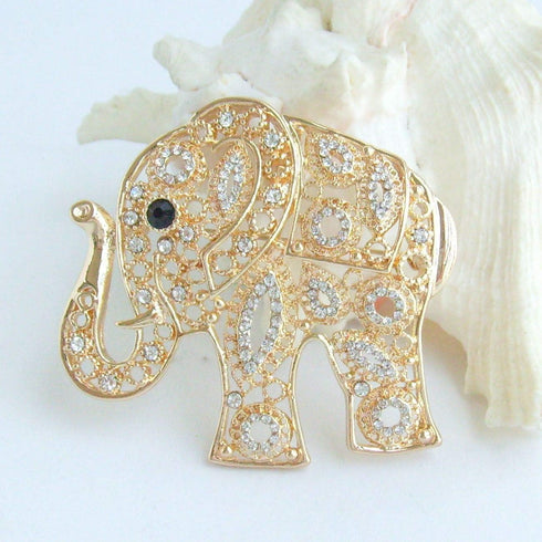 Sindary Unique Animal Elephant Brooch Pin Pendant Rhinestone Crystal BZ5102...