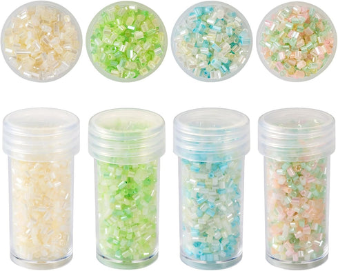 Craftdady 3300Pcs Green Glass Bugle Seed Beads Small Crystal Round Pony Beads Column Tube Waist Bead Kits Embroidery Beads for Summer Crafts DIY B...