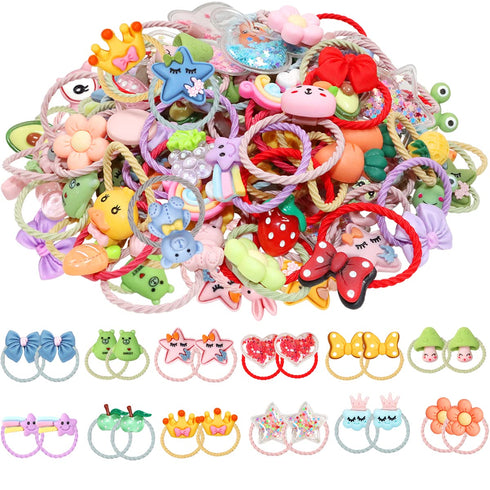WillingTee 120pcs (60 pairs) Mix Colors Girl's Elastic Hair Ties Soft Rubber Bands Hair Bands Holders Pigtails Hair Accessories for Girls Infants ...