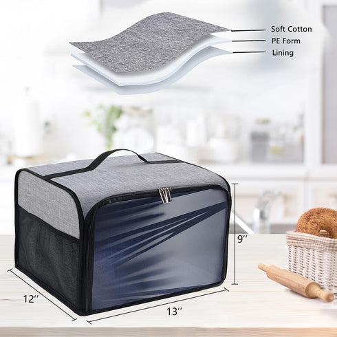 Toaster Cover with Base for 4 Slice Wide Slot, Toaster Oven Cover Compatible with Cuisinart, Small Bread Cover, 4 Slice Toaster Covers with Zipper...
