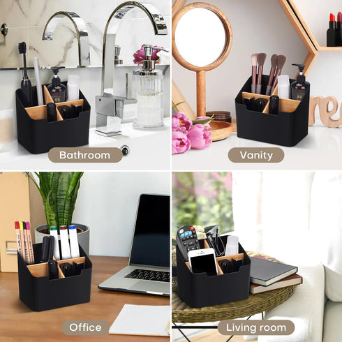 Toothbrush Holders for Bathrooms,Electric Toothbrush and Toothpaste Holder with Bamboo Divider for Bathroom Countertop Organizer,Toothbrush Caddy ...