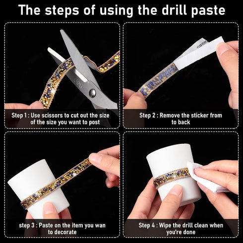 3 Yards Resin Rhinestone Ribbons Self Adhesive Diamond Ribbon Crystal Ribbon Roll Glitter Resin Diamond Belt Bling Rhinestone Ribbon for DIY Art C...