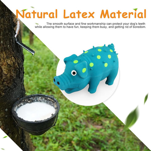 WishLotus Natural Latex Dog Squeaky Toy, Pig-Shaped Dog Chew Toys for Teeth Cleaning, Mini Puppy Chew Toy for Small Dogs to Relieve Stress and Red...