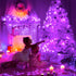 JMEXSUSS Purple Halloween Lights Clear Wire, 66ft 200 LED Purple String Lights Indoor Outdoor Waterproof, Purple Christmas Lights Plug in for Chri...