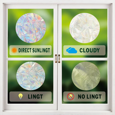 36 Pcs Anti-Collision Window Decals, Rainbow Stickers Circle Window Clings -to Save Birds from Window Collisions,Non Adhesive Prismatic Vinyl Wind...