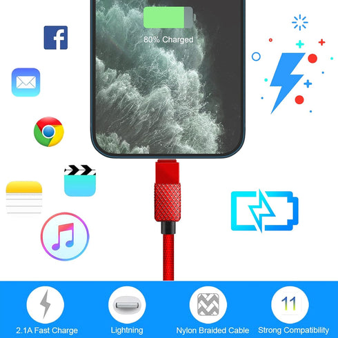 MTAKYI MFi Certified 16FT Lightning Cable iPhone Charger Cord Fast Data Cable Nylon Braided Compatible with iPhone Xs Max/XS/XR/7/7Plus/X/8/8Plus/...