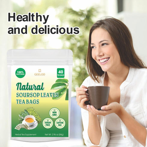 Premium 40 Soursop Graviola Leaf Tea Bags, 100% Natural+Pure from Soursop Leaves, Handmade, Made With Natural Materials-Corn Fiber Tea Bag, Sugar/...