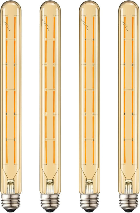 Leools T300 Led Long Bulbs,12W Dimmable Tubular Bulb,100 Watt Equivalent,E26 Edison Style Vintage LED Filament Light Bulb,Amber Glass,2700K Warm W...
