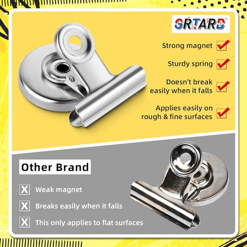 Grtard 12pack Fridge Magnets Refrigerator Magnets Magnetic Clips Heavy Duty Detailed List Display Paper Fasteners on Home& Office& Teaching...