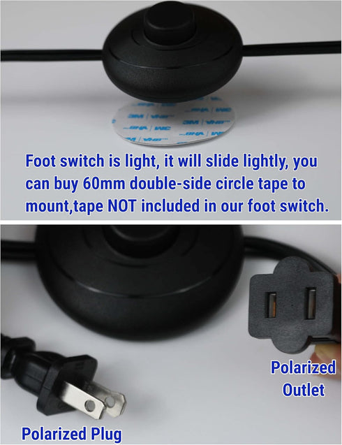 Foot Switch OFF/ON 6FT Switch in Middle of Zip Cord Polarized Plug Outlet AWG18 250VAC Extension Cord for Floor Lamp Table Lamp Christmas Tree Too...