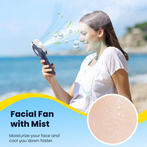 HandFan Upgraded Portable Handheld Misting Fan, Rechargeable Personal Mister Fan, Spray Water Mist Fans, Foldable Mini Cooling Hand Fans for Summe...
