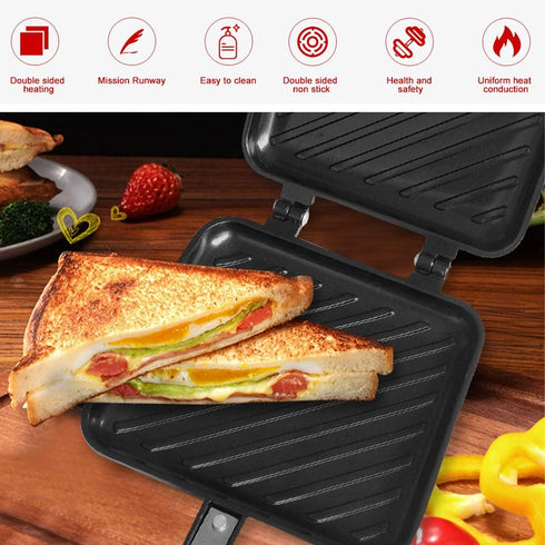 Double-Sided Frying Pan, Sandwich Maker, Double-Coated Non-Stick Grilled Sandwich and Panini Maker, Waffle Pancake Snack Griddle Pan Kitchen Torti...