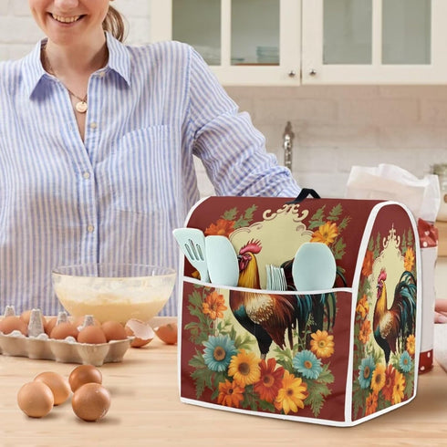 Sunflower Rooster Stand Mixer Cover Compatible with 6-8 Quart Kitchen Aid Mixer Dust Proof Cover with Pocket Fits All Tilt Head & Bowl Lift Models...