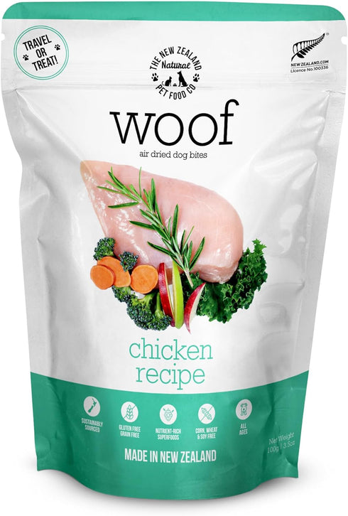 Woof - Air Dried Dog Food, Dog Food Toppers for Dry Food, High Protein, Natural Dog Food, Limited Ingredient Recipe Dry Dog Food, Chicken, 3.5 oz...