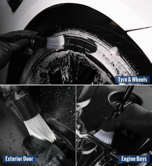 Car Exterior and Interior Detail Brushes, Scratch Free Auto Cleaning Brush Kit, Soft Synthetic Bristles Detailing Brush, Car Care Cleaner Supplies...