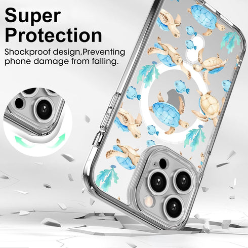 Magnetic Case for iPhone 14 Plus Compatible with MagSafe Wireless Charging Cute Sea Turtle Design Shockproof Anti-Scratch Cover for Men&Women (Cle...