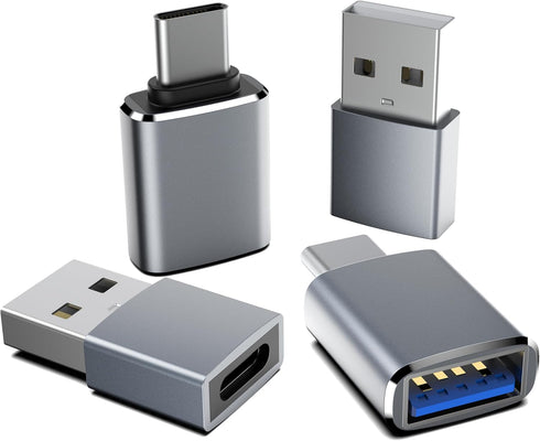 USB to USB C Adapter 4 Pack,?2*Type C Female to A Male Charger Converter?&?2*USB C Male to USB Female?OTG Adapter for iPhone 15 Pro Max 14 13 12,A...