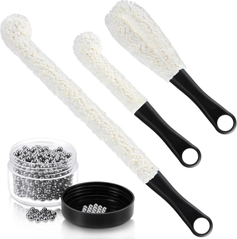 3 Pieces Decanter Cleaning Brush Flexible Bottle Scourer and 400 Pieces Reusable Decanter Cleaning Beads Household Cleaning Tools for Wine Decante...