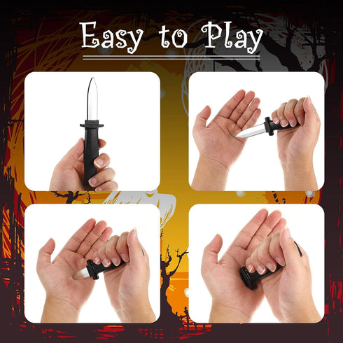 Sumind 4 Pieces Retractable Fake Knife Retractable Prop Knife Gag Magic Toy Fake Dagger Halloween Joke Disappear Blade Trick for Playing Joke...