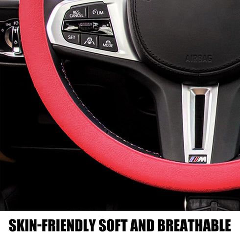 1 PC D Shape Steering Wheel Cover, All Seasons Universal Silicone Car Steering Wheel Protector, Stylish Non-Slip Fit for 15 Inch Flat Bottom Steer...