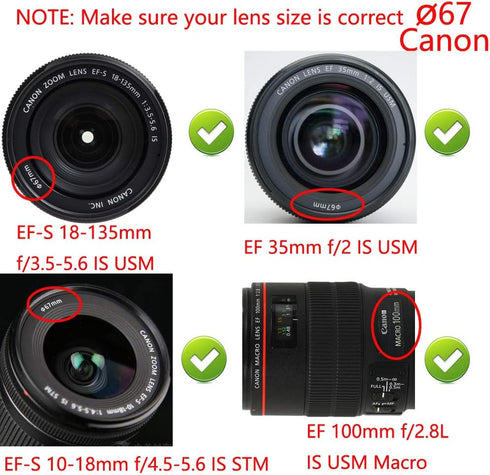 67mm Lens Cap Cover Compatible for Canon 90D 77D T8i kit EF-S 18-135mm Lens, for Nikon D850 D780 kit 16-85mm Lens, 18-105mm Lens. (2 Pack)...