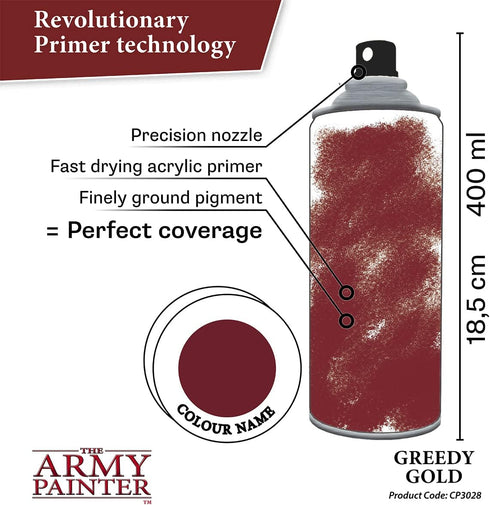 The Army Painter Gold Spray Paint, 400ml, 13.5oz - Acrylic Spray Undercoat for Miniature Painting - Spray Primer for Plastic Miniatures...
