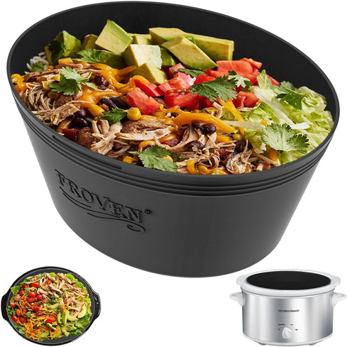 4QT Oval Silicone Slow Cooker Liner Compatible With Crock Pot & Hamilton Beach Crockpot Liners, Reusable, Dishwasher Safe Suitable For Most 4 Quar...