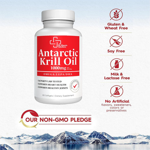 Premium 1000mg Antarctic Krill Oil - Rich in Omega-3, EPA, DHA for Heart, Brain & Joint Health - Pure Astaxanthin Blend, No Fishy Aftertaste...