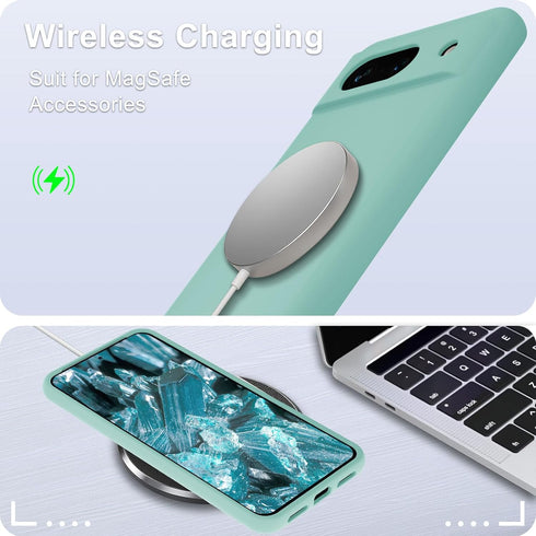 for Google Pixel 8a Case, Silicone Phone Case with 1 Screen Protector, Soft Anti-Scratch Microfiber Lining, Full Body Shockproof Slim Cover Suppor...