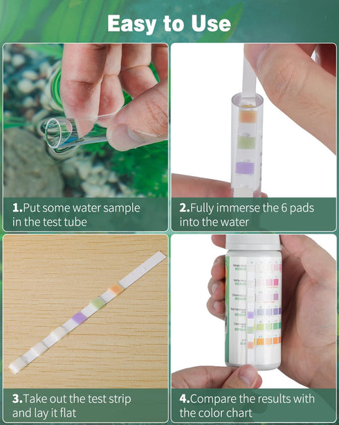 Pawfly 6 in 1 Aquarium Test Strips, 100 Strips Fish Tank Testing Strips for pH Chlorine Nitrate Nitrite Carbonate and Hardness Water Quality Fresh...