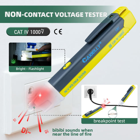 Electrical Test Kit with CAXIELLY Digital Multimeter Tester 2000 Count, Non contact Voltage Tester with Flashlight, Outlet Tester GFCI Test, Test ...