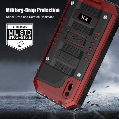 Beasyjoy for iPhone XR Metal Case Heavy Duty with Screen Full Body Protective Waterproof Shockproof Tough Rugged Hybrid Military Grade Defender Ou...