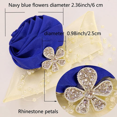 Arlai 1 pcs Wedding Bridesmaid Bride Wrist Corsage Decoration Hand Flower, Dark Blue...