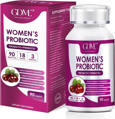 Women's Probiotics, 90 Tablets 90 Billion CFU 18 Strains, Contains Organic Prebiotic Cranberry,Probiotic Supplement for Digestion, Immunity, Women...