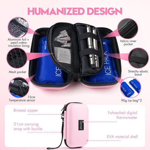 Insulin Cooler Travel Case TSA Approved Medication Travel Case,Diabetes Travel Companion,with Digital Temperature Display (?),Diabetic Supplies St...