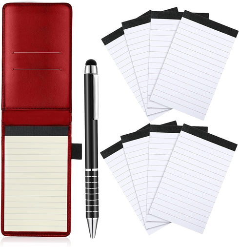 Outus 10 Pcs Mini Pocket Notepad Holder Set Included Mini Pocket Notepad Holder with 50 Lined Sheets, Metal Pen, 8 Pcs 3 x 5 Inch Memo Book Refill...