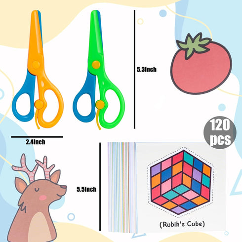 Koogel 120PCS Safety Scissors for Toddler, Plastic Training Scissors Craft Scissors Cutting Paper for Kids Preschool Child DIY...