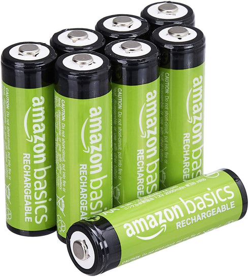 Amazon Basics 8-Pack Rechargeable AA NiMH Batteries, 2000 mAh, Recharge up to 1000x Times, Pre-Charged...