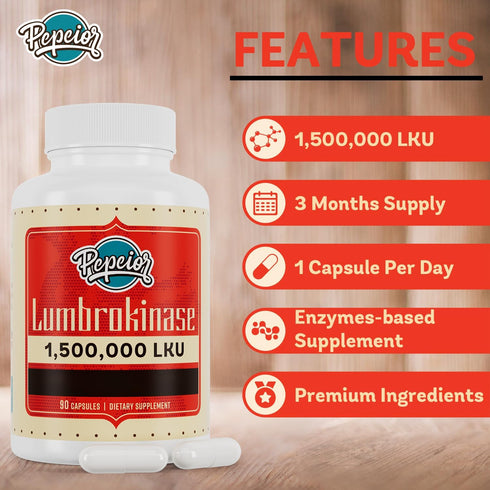 Lumbrokinase 200mg (Max Activity 1,500,000 LKU) - Lumbrokinase Enzymes Supplement, More Effective Than Nattokinase - 90 Capsules...