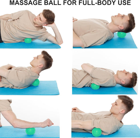 Hard Spiky Massage Ball Pack of 2. Plantar Fasciitis Relief Ball, Foot Massage Ball. Trigger Point Massager Therapy Balls for Muscle Recovery Myof...