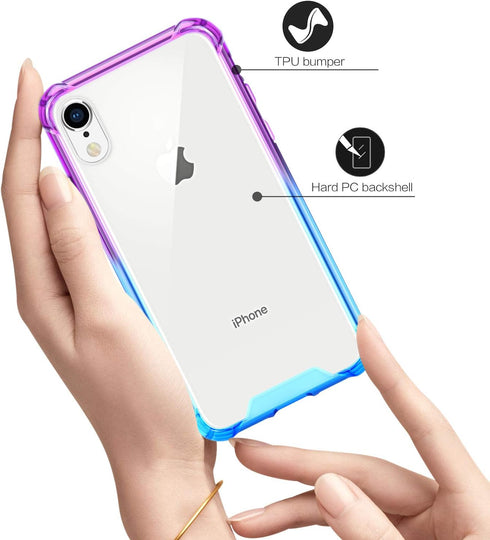 SALAWAT iPhone Xr Case, Clear Slim Anti Scratch Protective Cover with Reinforced Corners - TPU Bumper Shockproof - Blue Purple...