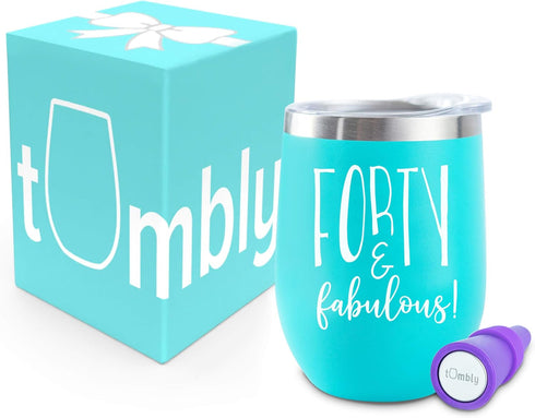 40th Birthday Tumbler - 40th Birthday Gifts for Women – 40 and Fabulous Wine Glass - Forty and Fabulous Tumbler, Cup, Mug, Drinkware - Fun, Fierce...