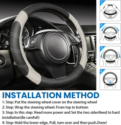 Car Steering Wheel Cover, Universal 15 Inch, Elastic Microfiber Leather Sporty Auto Steering Wheel Protector, Non Slip & Breathable, Car Interior ...