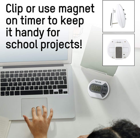 Taylor Digital Timer Counts Up and Down for School, Learning, Projects, and Kitchen Tasks...