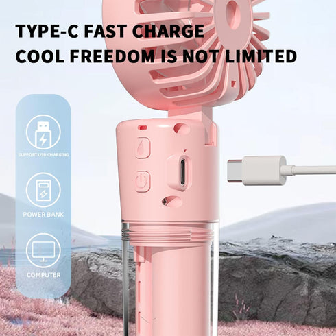Portable Handheld Misting Fan?Rechargeable Battery Operated Spray Water Mist Fan Foldable?4 Speeds?Small Personal Cooling Fans for Outdoor,Travel,...