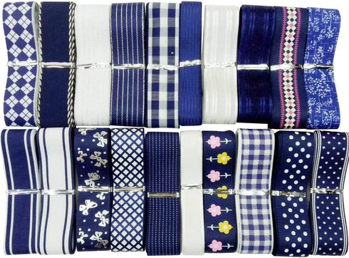 Libiline Assorted of Navy Blue 20 Yards Grosgrain Satin Ribbon Organza Ribbons Craft DIY Packing Hair Bow Accessory (Navy)...