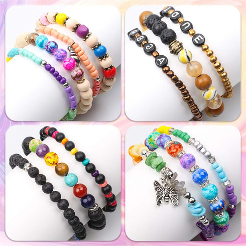 100pcs 6MM Acrylic Beads for Jewelry Making, GACUYI Smooth Beads Bulk Loose Glass Beads in Patterns for Adults Earring Bracelet Necklace Making an...