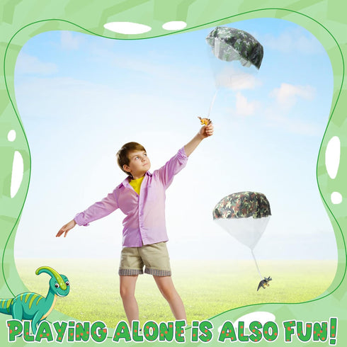 6Pcs Dinosaur Parachute Toy Children's Camo Parachute Toys Tangle Free Throwing Hand Throw Parachute Flying Paratrooper Toy with Dinosaur Outdoor ...