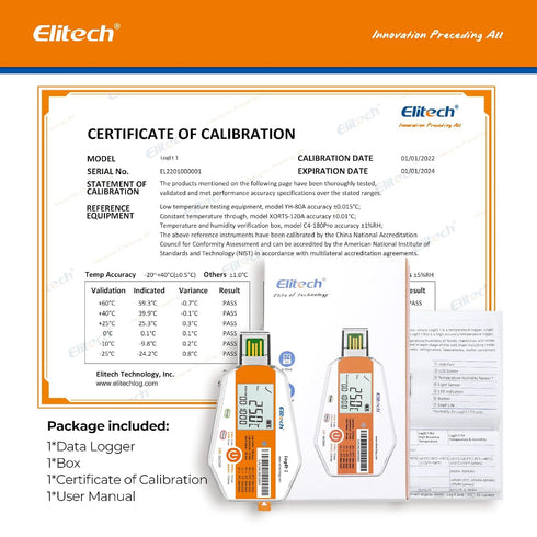 Elitech WHO PQS Certificated Temperature Data Logger 120Days with Light Sensor Single Use Temperature Recorder PDF Report USB Temperature Logger 1...